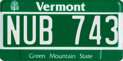 VT license plate NUB743