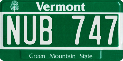 VT license plate NUB747