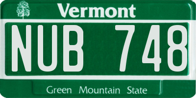 VT license plate NUB748