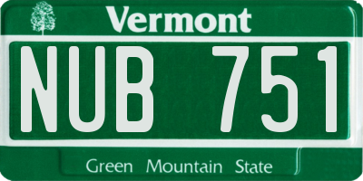 VT license plate NUB751