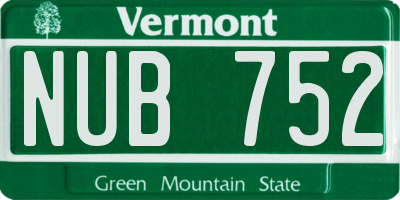 VT license plate NUB752