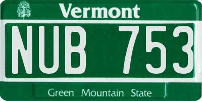 VT license plate NUB753