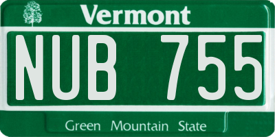 VT license plate NUB755