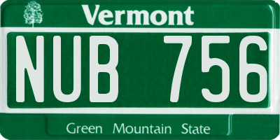 VT license plate NUB756