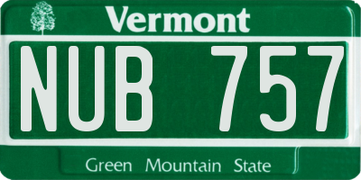 VT license plate NUB757