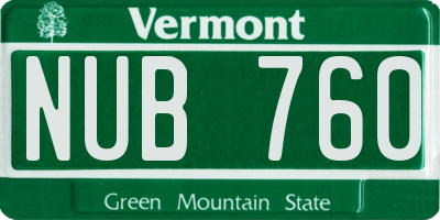 VT license plate NUB760