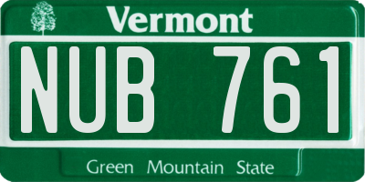 VT license plate NUB761