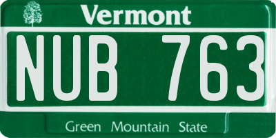 VT license plate NUB763