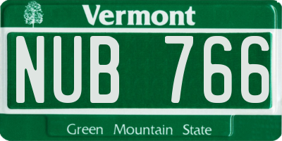 VT license plate NUB766