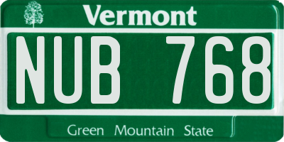 VT license plate NUB768