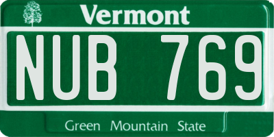 VT license plate NUB769