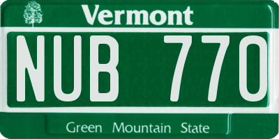 VT license plate NUB770