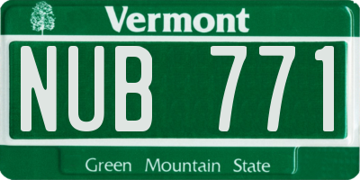 VT license plate NUB771