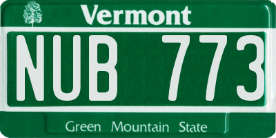 VT license plate NUB773