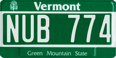 VT license plate NUB774