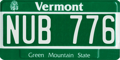VT license plate NUB776