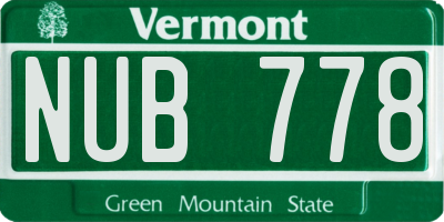 VT license plate NUB778