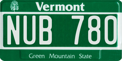 VT license plate NUB780