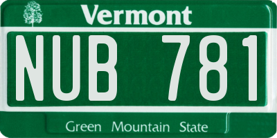 VT license plate NUB781