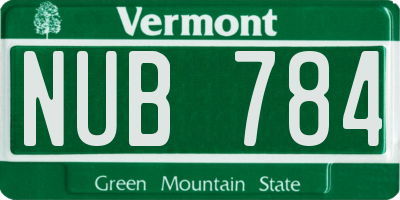 VT license plate NUB784