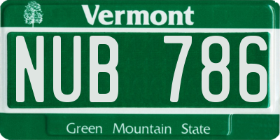 VT license plate NUB786