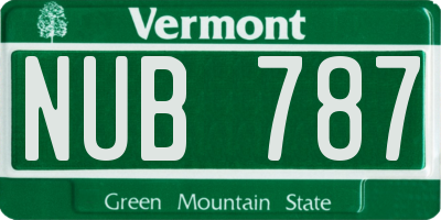 VT license plate NUB787