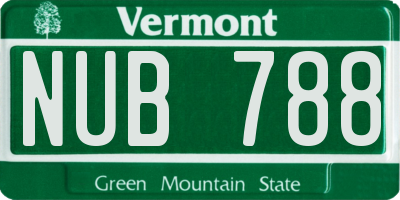 VT license plate NUB788