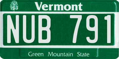 VT license plate NUB791