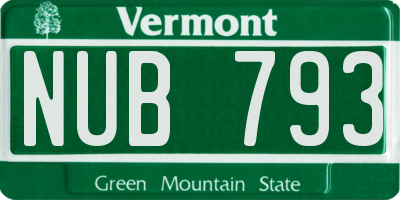 VT license plate NUB793