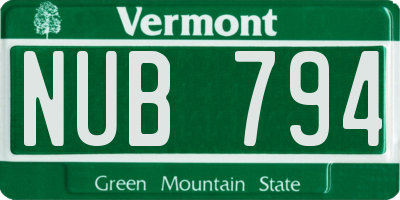 VT license plate NUB794