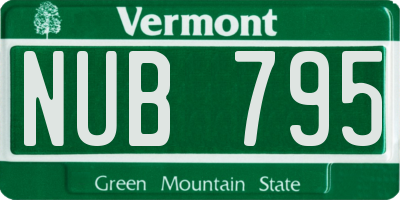 VT license plate NUB795