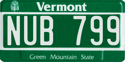 VT license plate NUB799