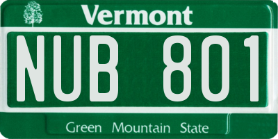 VT license plate NUB801