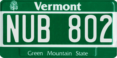 VT license plate NUB802