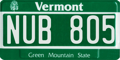 VT license plate NUB805