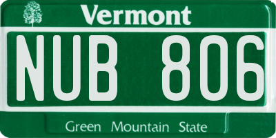 VT license plate NUB806