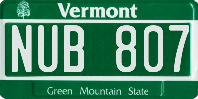 VT license plate NUB807