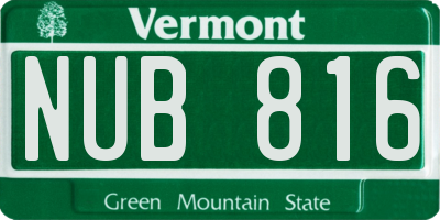 VT license plate NUB816