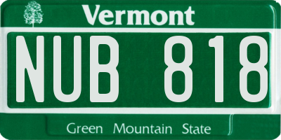VT license plate NUB818