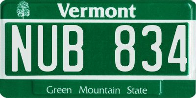 VT license plate NUB834