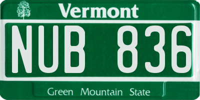 VT license plate NUB836