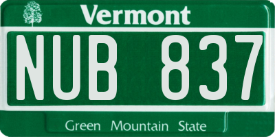 VT license plate NUB837