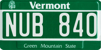 VT license plate NUB840