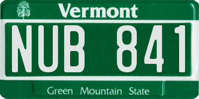 VT license plate NUB841