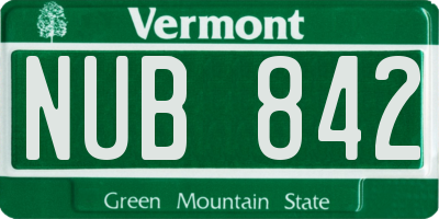 VT license plate NUB842