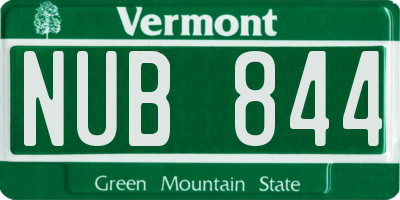 VT license plate NUB844