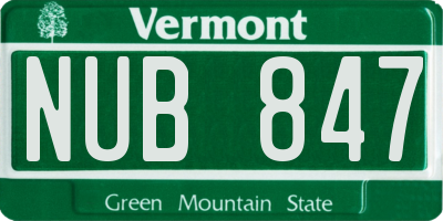 VT license plate NUB847