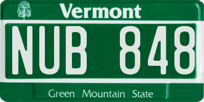 VT license plate NUB848