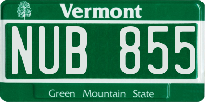 VT license plate NUB855