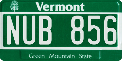 VT license plate NUB856